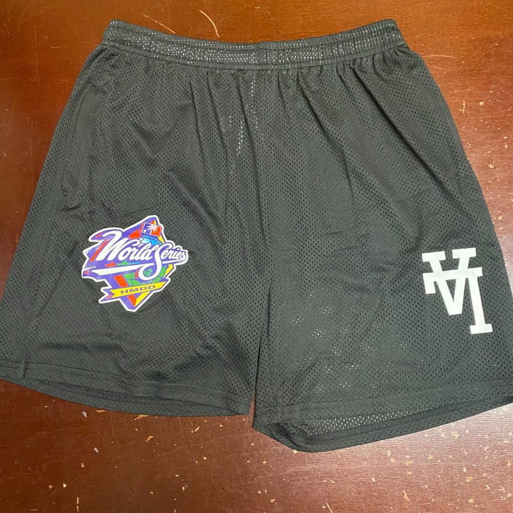 MLB Mens Black Los Angeles Dodgers World Series Pockets Pull On Shorts Size L